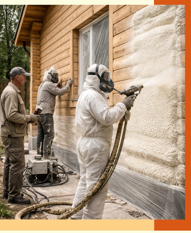 Утепление дома из бруса ППУ в Муроме от 3931 руб/м2 под ключ | ТепломастерМум