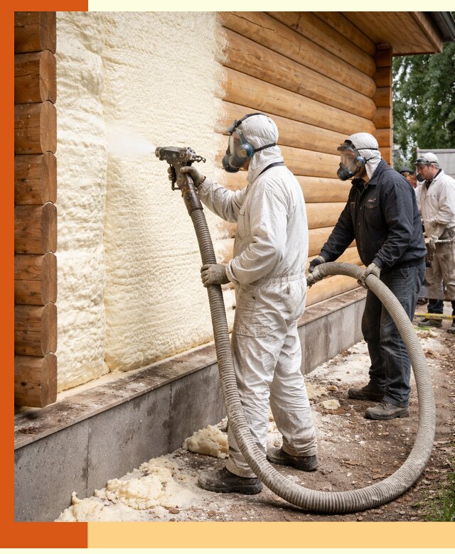 Утепление дома из бруса пенополиуретаном в Муроме