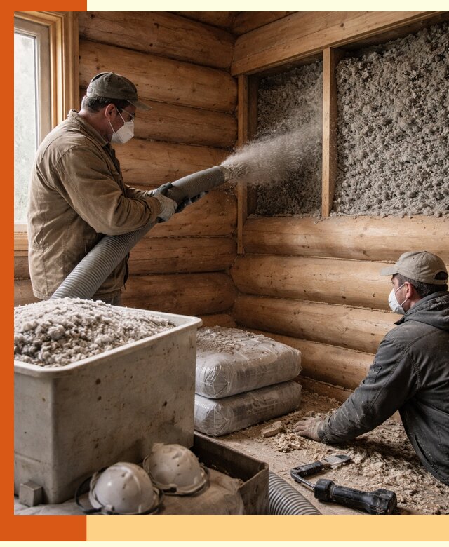 Утепление дома из бруса эковатой в Муроме