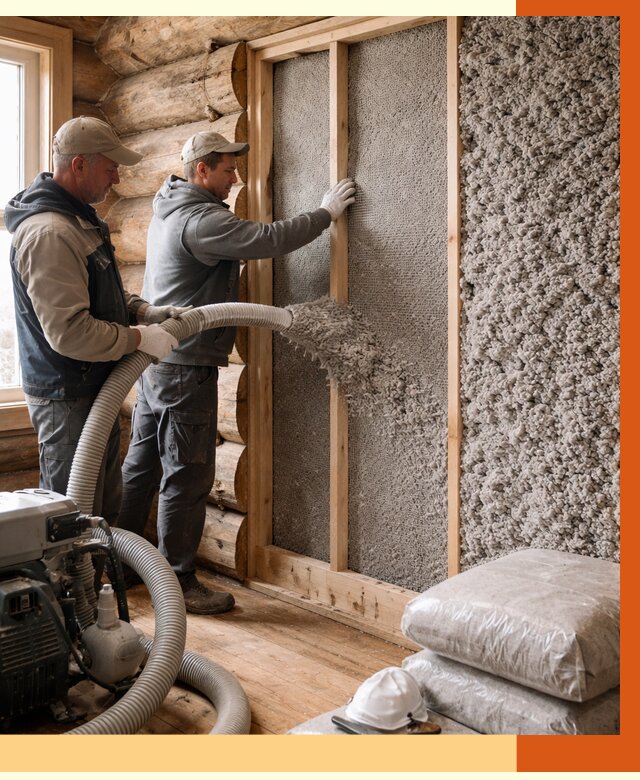 Утепление бревенчатого дома эковатой в Муроме от 2808 руб. | ТепломастерМум