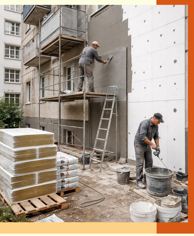 Утепление квартиры снаружи в Муроме от 6279 руб/м2 под ключ | ТепломастерМум