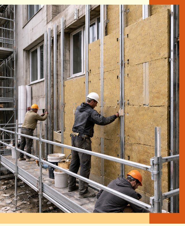 Утепление вентилируемого фасада в Муроме от 5718 руб/м2 — монтаж и утепление вентфасад | ТепломастерМум