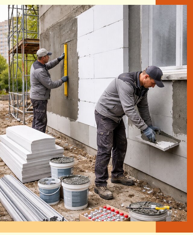 Утепление фасада и стен снаружи в Муроме от 4288 руб. | ТепломастерМум