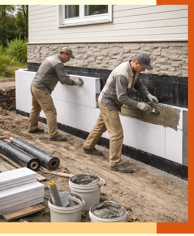 Утепление фундамента снаружи в Муроме от 4288 руб. за м² | ТепломастерМум