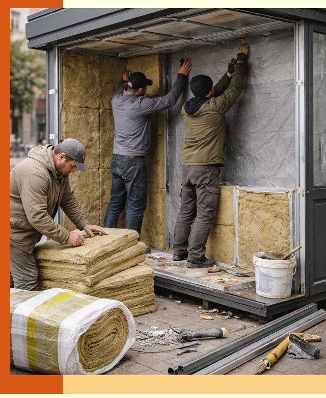 Утепление павильона шаурмы под ключ в Муроме