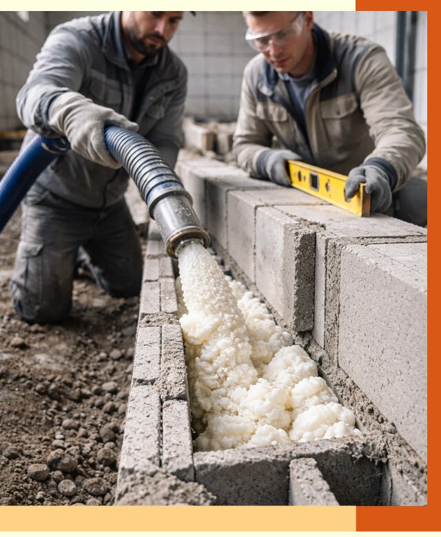 Заполнение колодцевой кладки ППУ в Муроме от 4288 руб. за м2 | ТепломастерМум