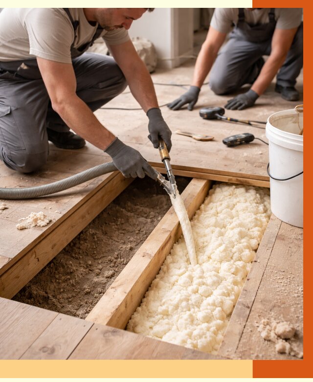Заполнение пустот пола в Муроме от 2757 руб. — утепление пустот пола под ключ | ТепломастерМум