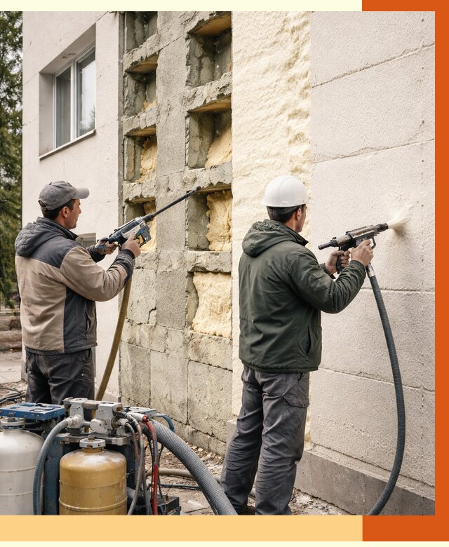 Заполнение пустот фасада в Муроме от 4595 руб. — утепление пустот облицовки | ТепломастерМум