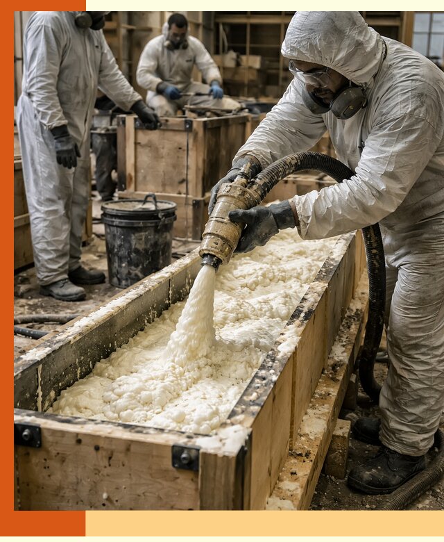 Заливка пенополиуретана в формы для утепления в Муроме