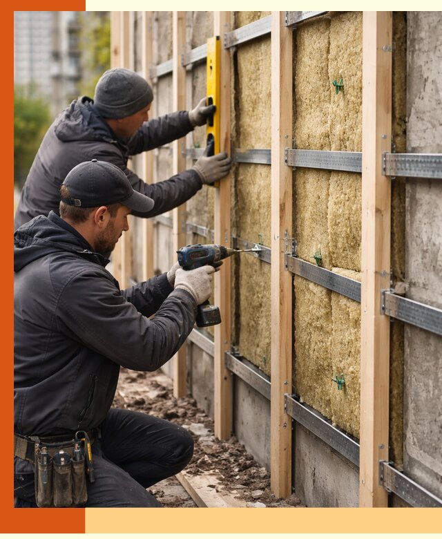 Монтаж обрешетки под утепление зданий и квартир в Муроме